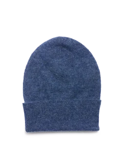 Strickmütze aus Alpakawolle(blau melange, one size)