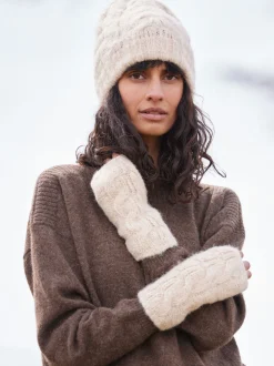 Strickmütze aus Alpakawolle und Bio-Baumwolle(natur melange, one size)