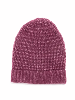Strickmütze aus Alpakawolle und Bio-Baumwolle(aubergine melange, one size)