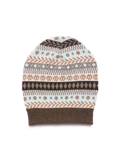 Strickmütze aus YakwolleWolle und Kamelhaar (yak gemustert eisblau, one size)
