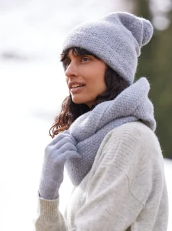 Strickschal aus Alpakawolle(lichtblau melange, one size)