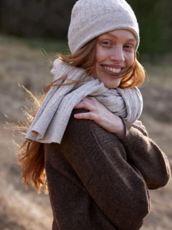 Strickschal aus Bio-Baumwolle und Wolle(sand melange, one size)