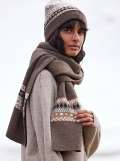 Strickschal aus YakwolleWolle und Kamelhaar (yak gemustert eisblau, one size)