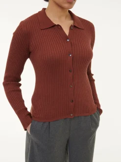 Strickshirt aus Bio-Baumwolle und Alpaka(mahagoni, XS)