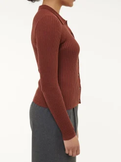 Strickshirt aus Bio-Baumwolle und Alpaka(mahagoni, XS)