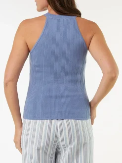 Stricktop as Bio Baumwolle(kornblumenblau, XS)