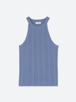 Stricktop as Bio Baumwolle(kornblumenblau, XS)