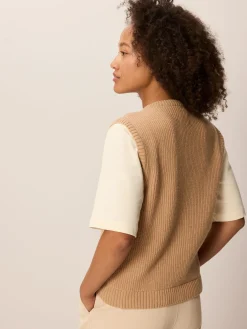 Strickweste aus Bio Baumwolle und Wolle(dinkel, S)
