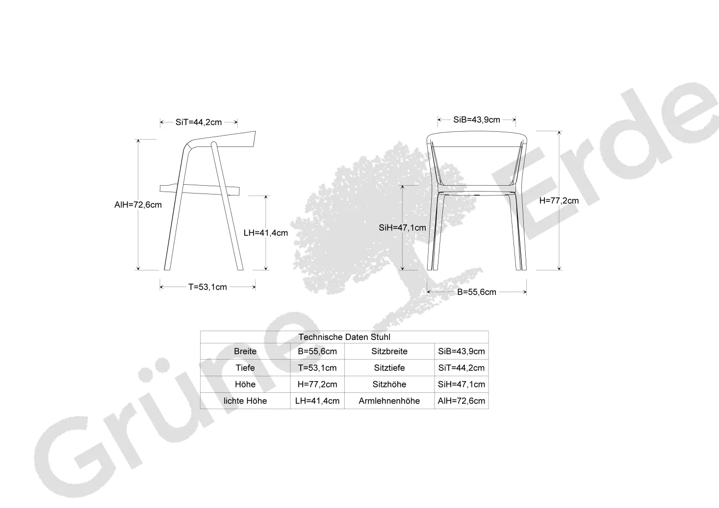 Stuhl Asensio(Buche, mit Armlehne)