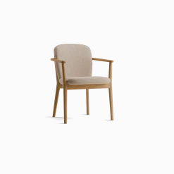 Stuhl Kilian(Wollstoff Kaland Sand, Eiche, mit Armlehne)