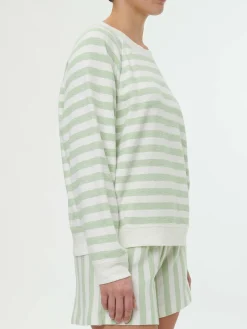 Sweater aus Bio Baumwolle(pastellgrün/weiss ringel, M)
