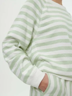 Sweater aus Bio Baumwolle(pastellgrün/weiss ringel, M)