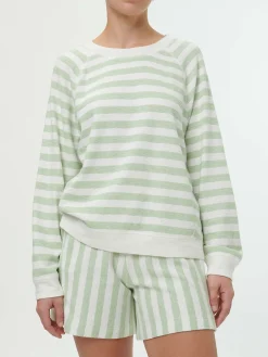 Sweater aus Bio Baumwolle(pastellgrün/weiss ringel, M)