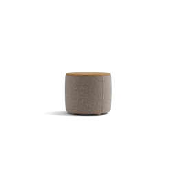 Tambor Sofatisch/Hocker mit Stauraum u. Holzdeckel(Wollstoff Tano natur, Eiche, ø 39 cm)