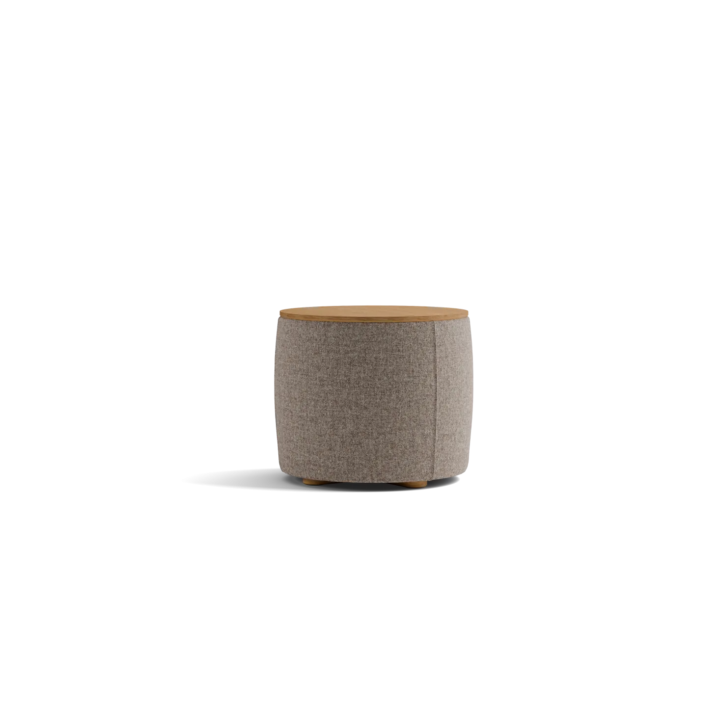 Tambor Sofatisch/Hocker mit Stauraum u. Holzdeckel(Wollstoff Tano natur, Eiche, ø 39 cm)