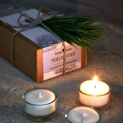 Teelichter12 Stück aus Rapswachs mit Glaseinsatz