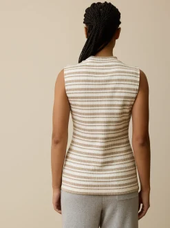 Top aus Bio Baumwolle(camel/offwhite ringel rippe, 46)