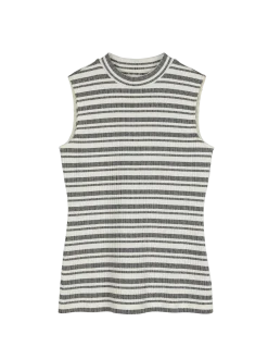 Top aus Bio Baumwolle(schwarz/offwhite ringel rippe, 44)
