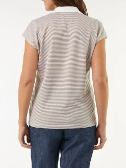 Top aus Bio Leinen/Baumwolle(blau/curry ringel, 38)