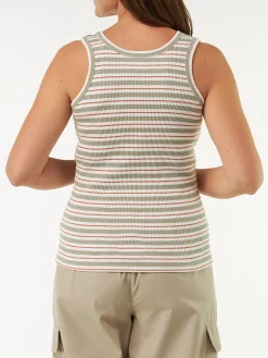 Top Rippe aus Bio Baumwolle(seegras/offwhite ringel, XXS)