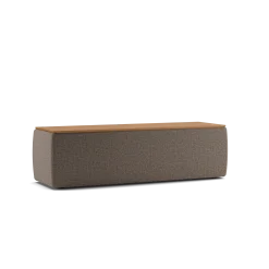 Truhe Tambor rechteckigB 143 cm x T 48 cm x H 41 cm (Wollstoff Tano natur, Buche)