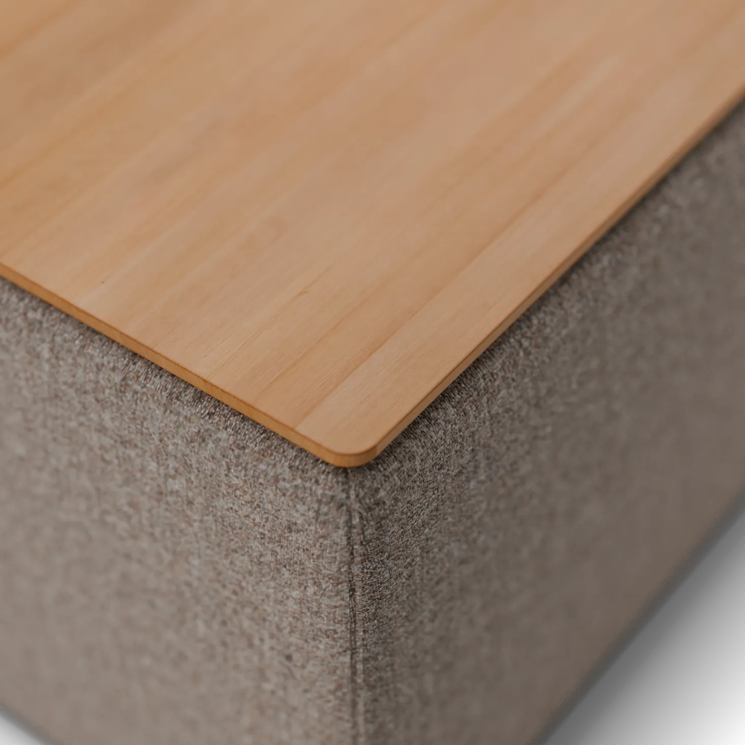 Truhe Tambor rechteckigB 143 cm x T 48 cm x H 41 cm (Wollstoff Tano natur, Buche)