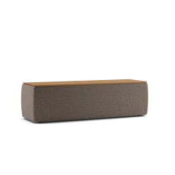 Truhe Tambor rechteckigB 143 cm x T 48 cm x H 41 cm (Wollstoff Tano natur, Eiche)
