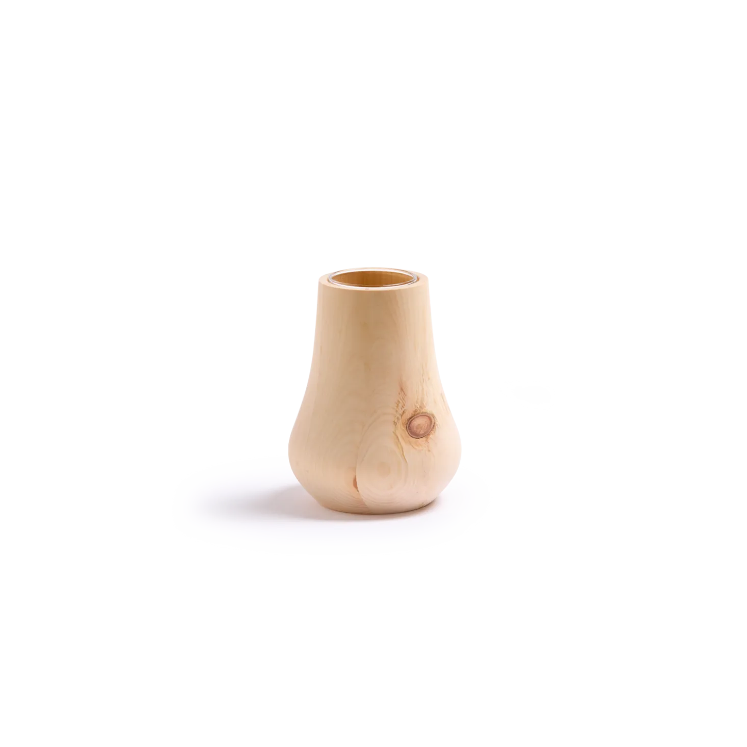 Vase aus Zirbenholz mit GlaseinsatzH17,5 cm
