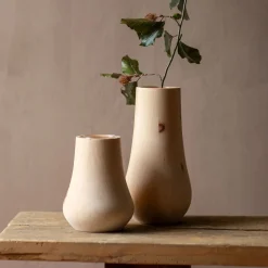 Vase aus Zirbenholz mit GlaseinsatzH26,5 cm