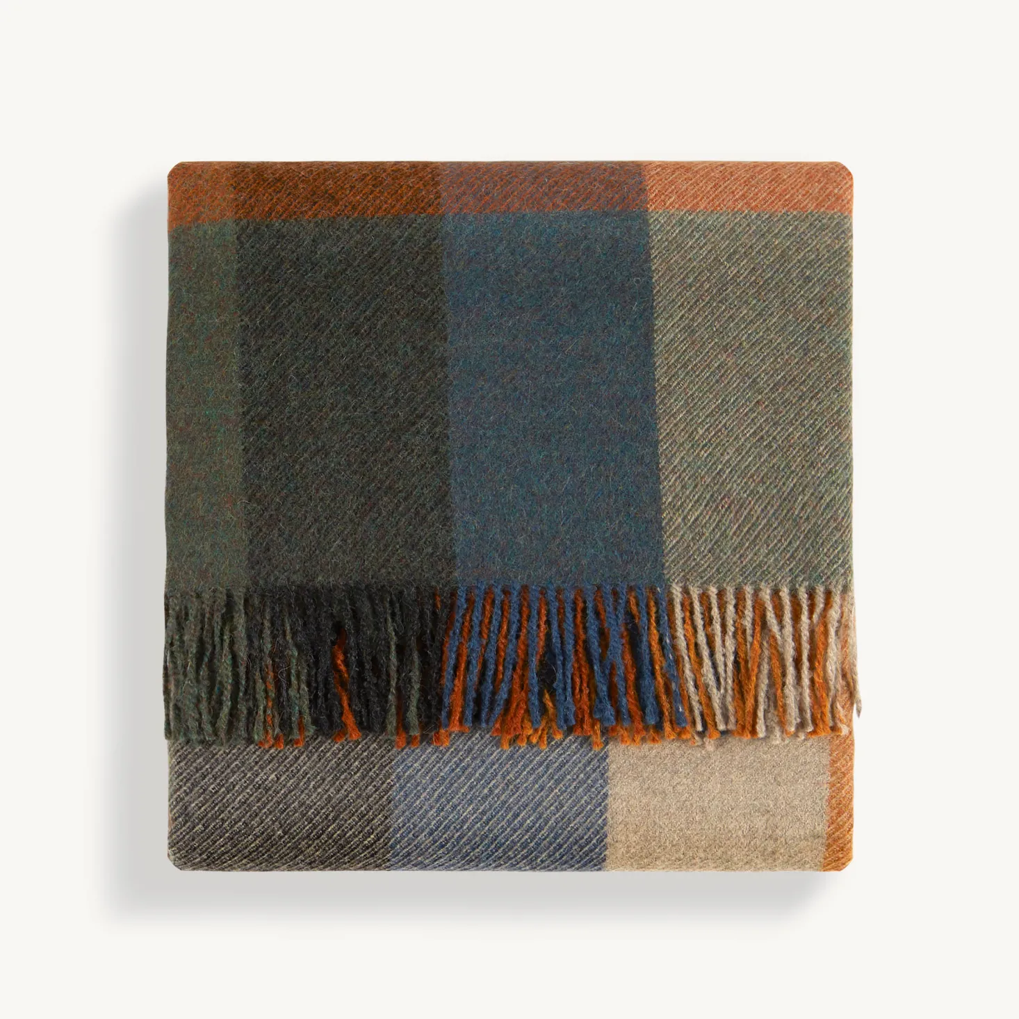 Wohndecke Tristan130 x 200 cm, 100 % Alpakawolle (wacholder/safran/rauchblau)