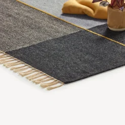 Wollteppich Kelim Mata(kiesel/kurkuma, 70 x 140 cm)