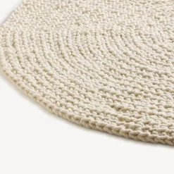 Wollteppich Maglia 100% Schafschurwolle(naturweiß ungefärbt, Ø140 cm)