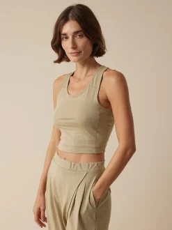 Yogatop aus Bio Baumwolle(light khaki, 42)
