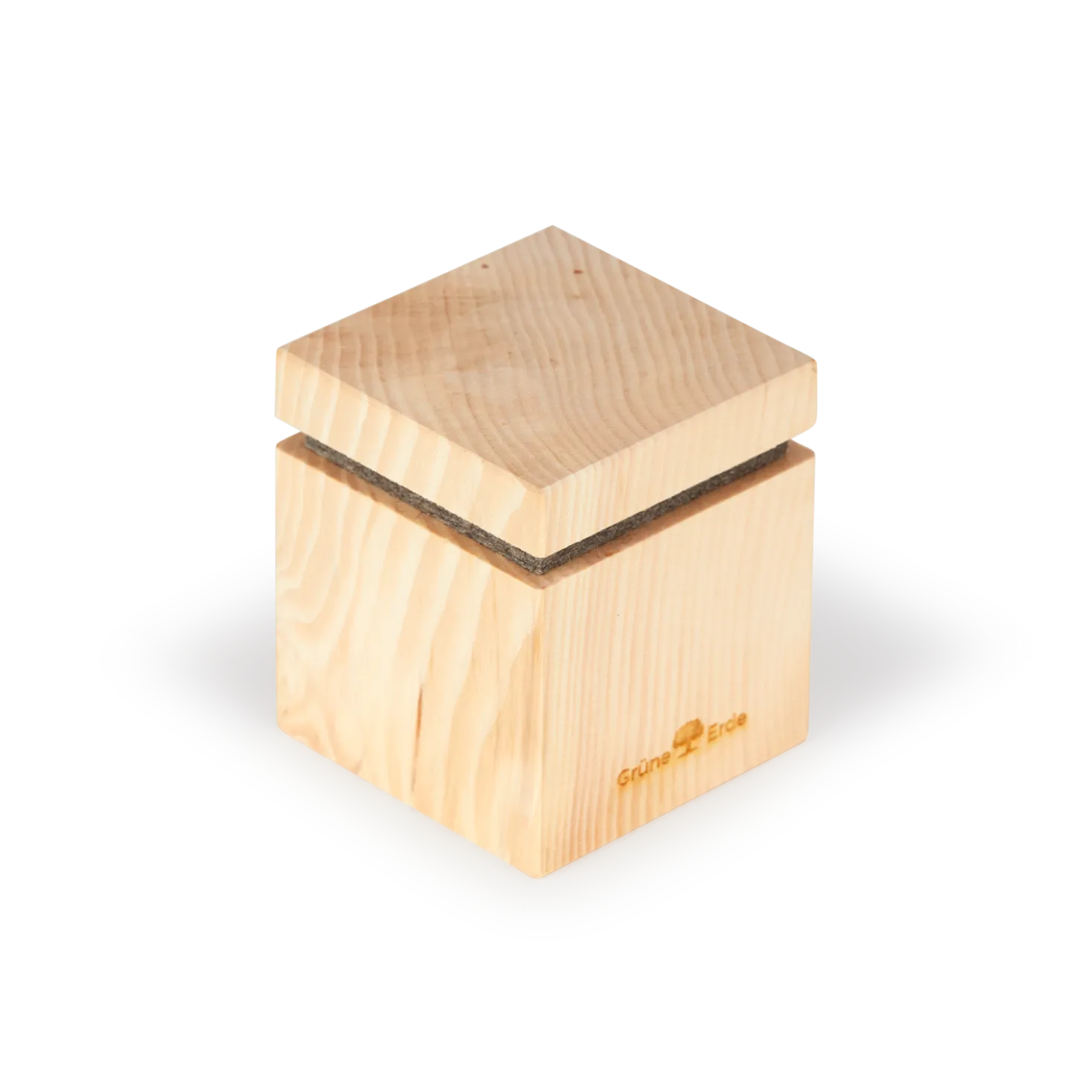 Zirbenduftspender mit Filz und Holzgewinde für Zirbenöl7 cm x 7 cm x 8,5 cm