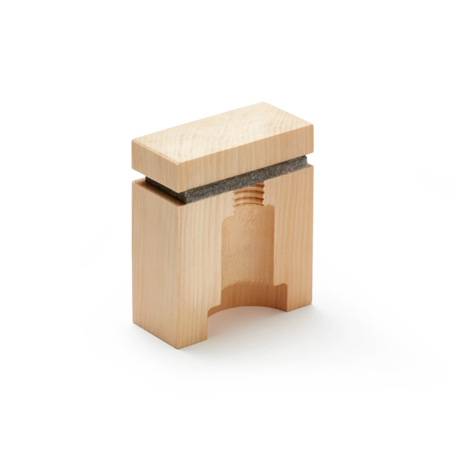 Zirbenduftspender mit Filz und Holzgewinde für Zirbenöl7 cm x 7 cm x 8,5 cm