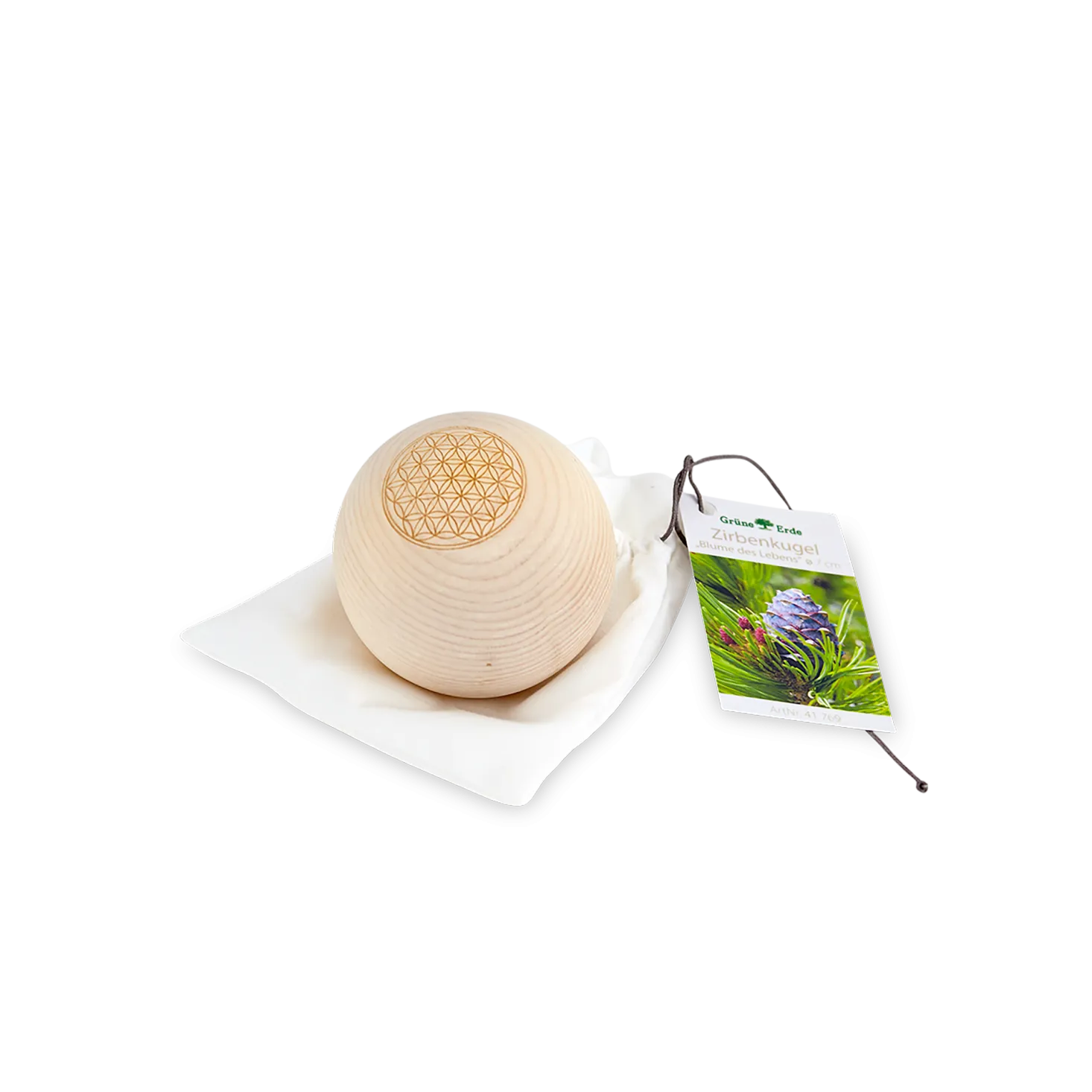 Zirbenkugel mit der Blume des Lebensø 7 cm